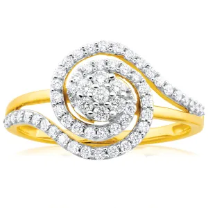 9ct Yellow Gold 1/2 Carat Diamond Ring Set with 59 Stunning Brilliant Diamonds Shiels