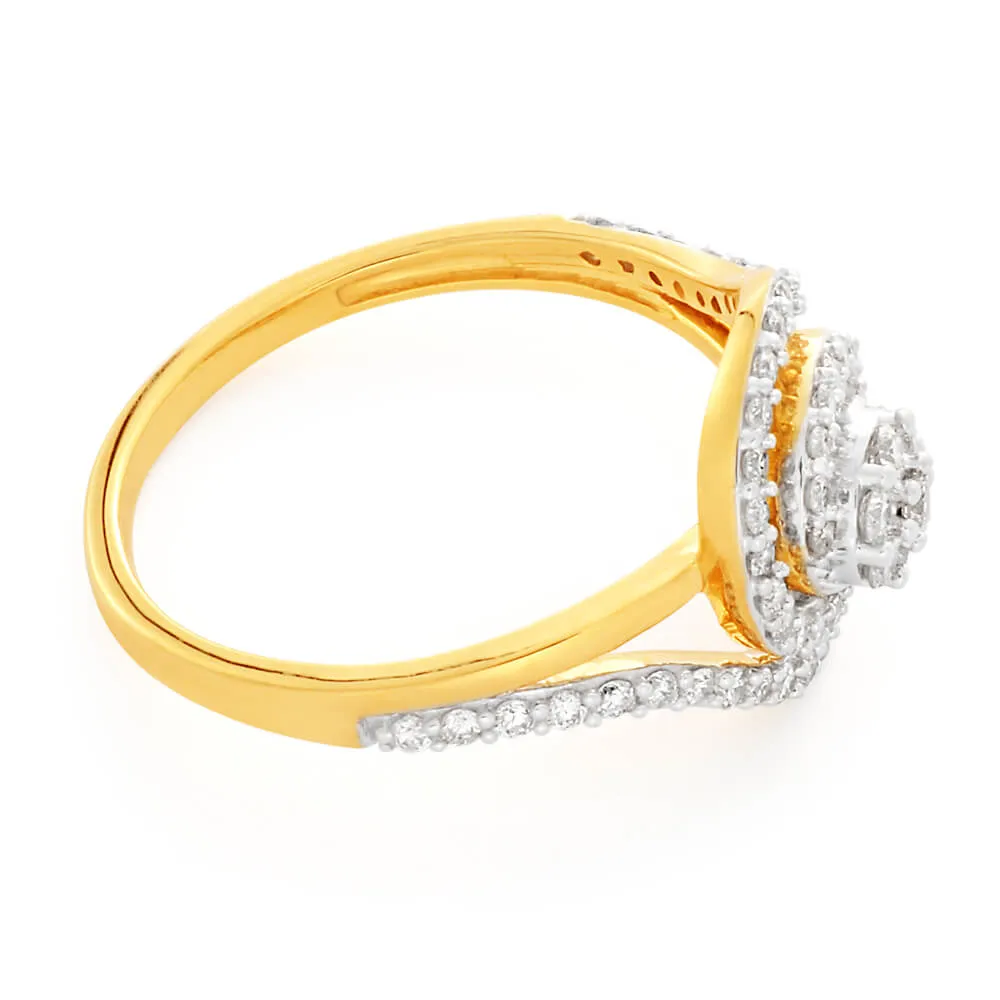 9ct Yellow Gold 1/2 Carat Diamond Ring Set with 59 Stunning Brilliant Diamonds Shiels