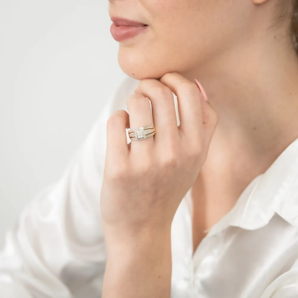 9ct Yellow Gold 1/2 Carat Diamond Ring set with 86 Round Brilliant Cut Diamonds Shiels