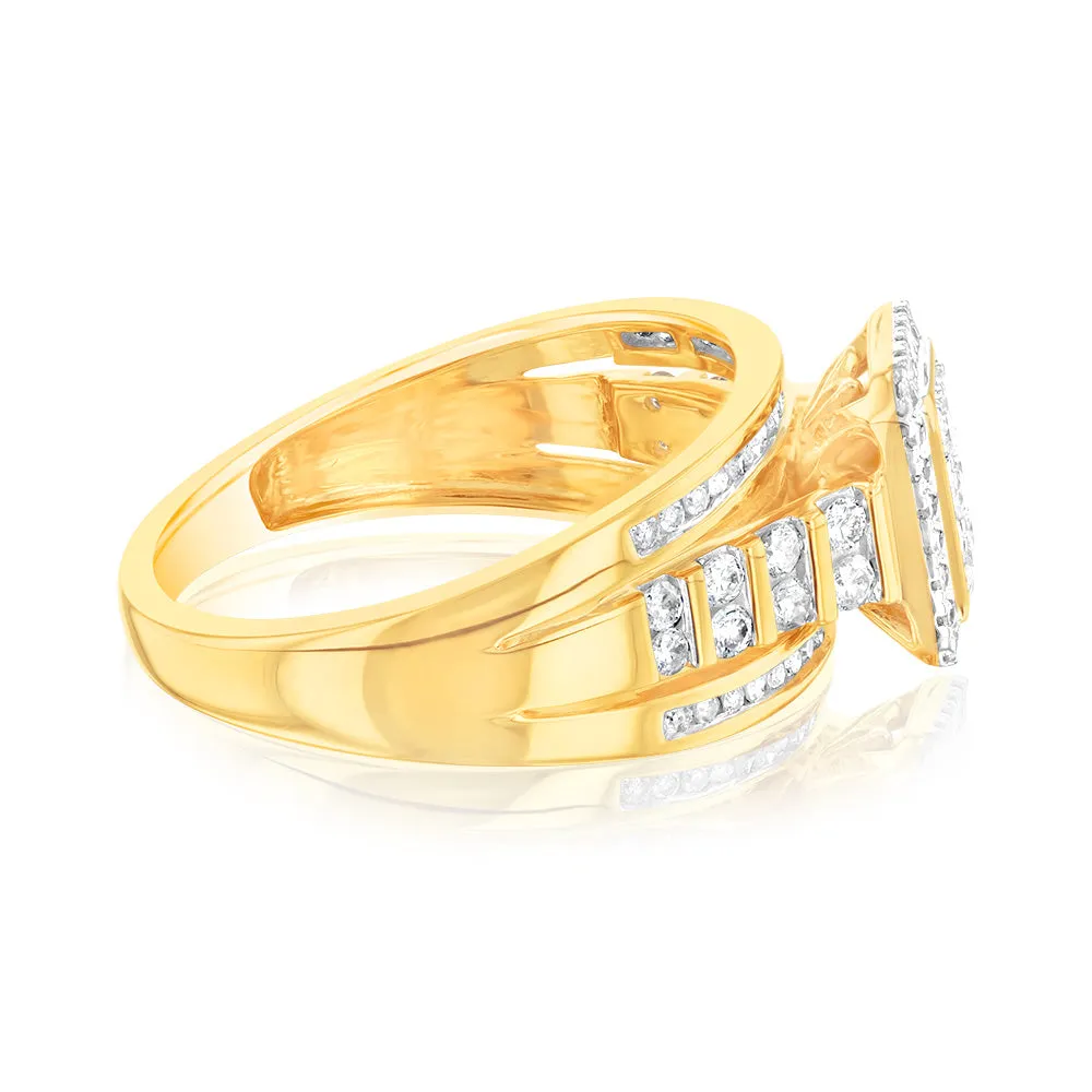 9ct Yellow Gold 1/2 Carat Diamond Ring set with 86 Round Brilliant Cut Diamonds Shiels