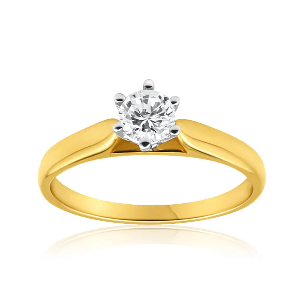 9ct Yellow Gold 1/2 Carat Diamond Solitaire Ring Shiels