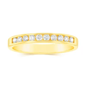 9ct Yellow Gold  1/3 Carat Diamond Eternity Ring with 10 Channel Set Diamonds Shiels