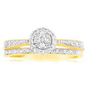 9ct Yellow Gold 1/4 Carat Diamond Bridal Ring Set Shiels