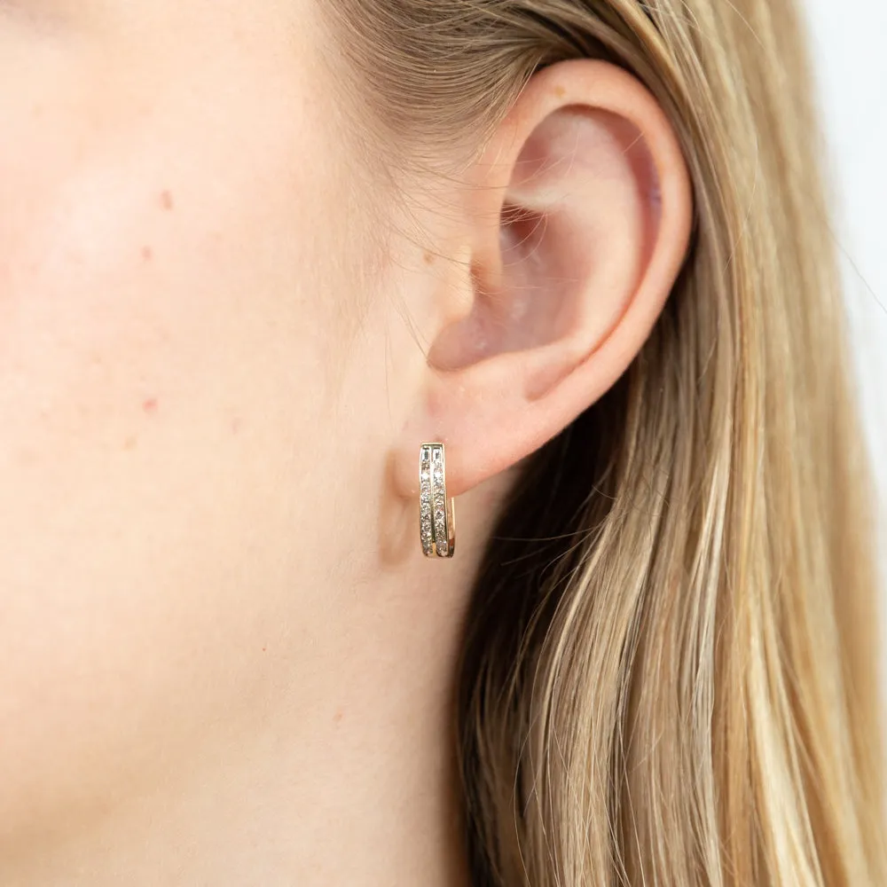 9ct Yellow Gold 1/4 Carat Diamond Double Row Hoop Earrings Shiels