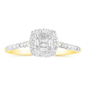 9ct Yellow Gold 1/4 Carat Diamond Halo Dress Ring Shiels
