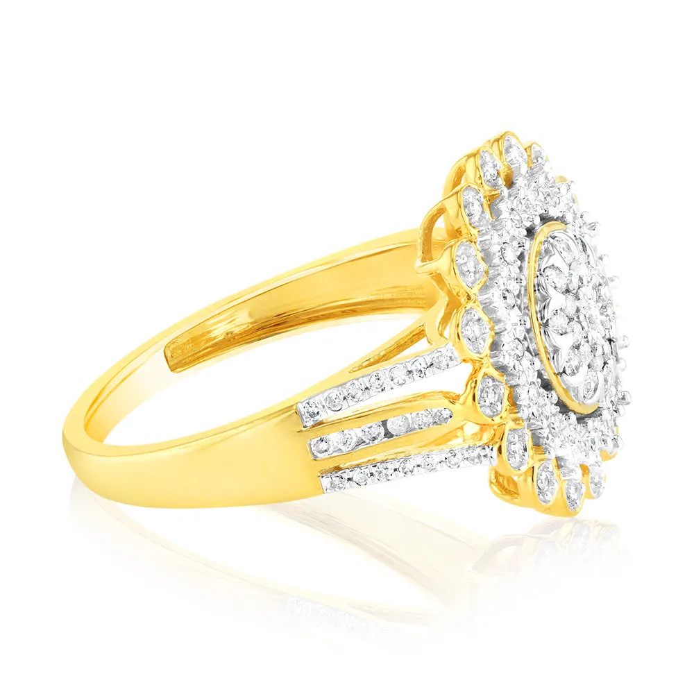 9ct Yellow Gold 1/4 Carat Diamond Ring with 91 Round Brilliant Cut Diamonds in Disc Setting Shiels