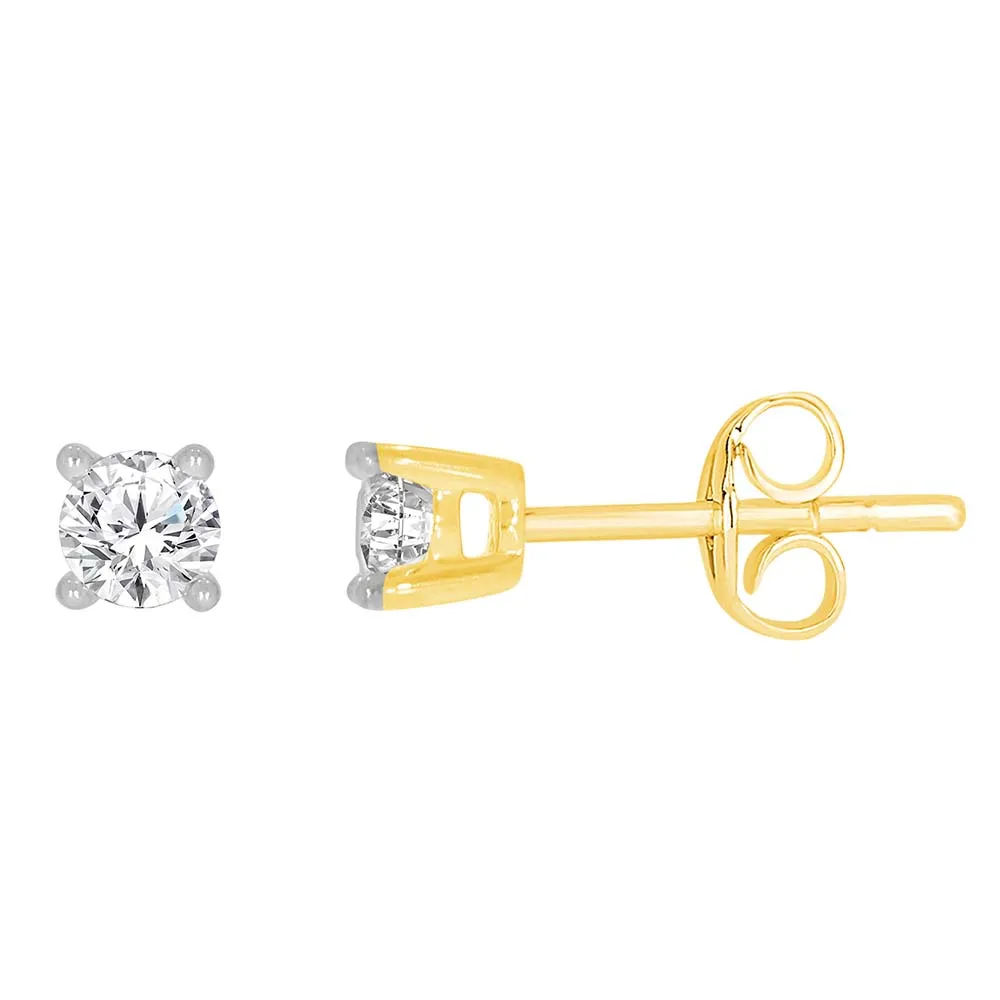 9ct Yellow Gold 1/4 Carat Diamond Stud Earrings Shiels
