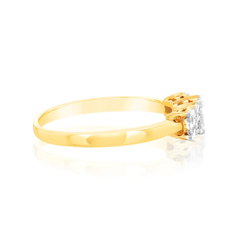 9ct Yellow Gold 1/4 Carat Diamond Trilogy Ring Shiels