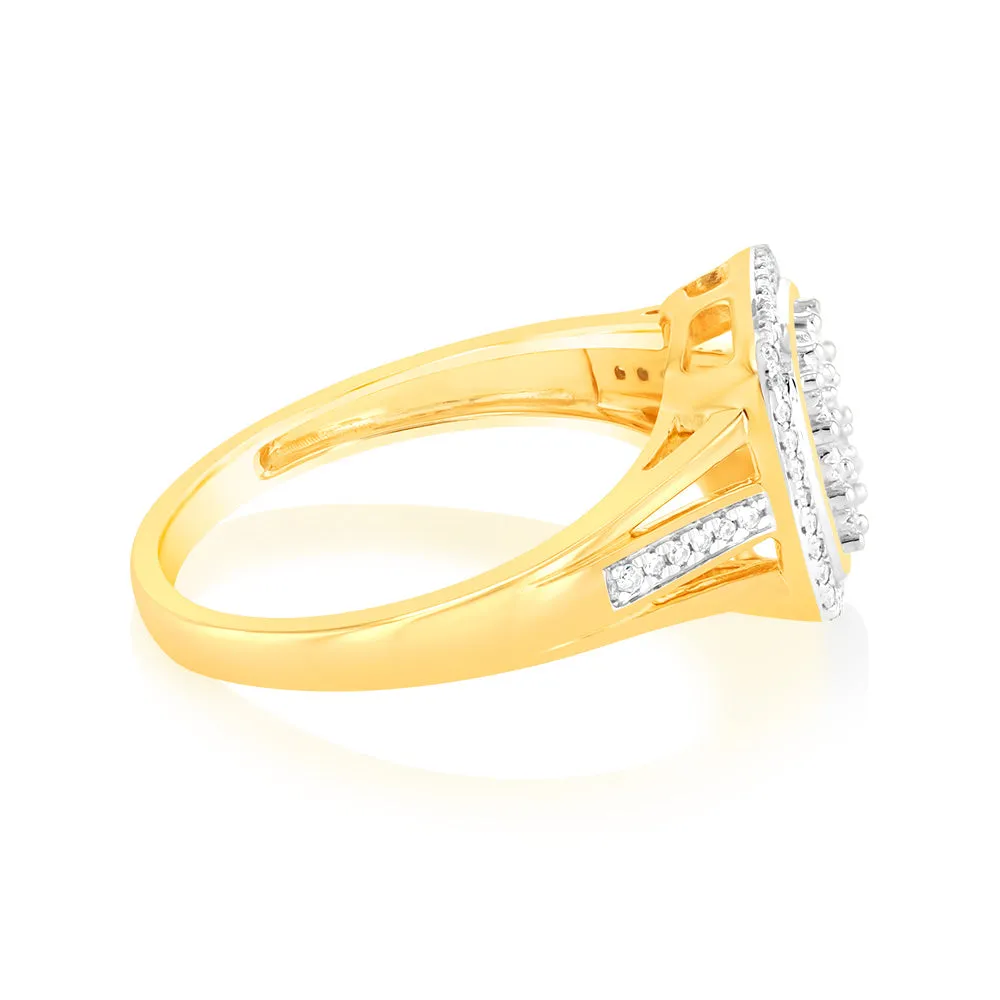 9ct Yellow Gold 1/5 Carat Diamond Ring with 57 Brilliant Cut Diamonds Shiels
