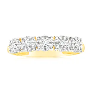 9ct Yellow Gold 1/6 Carat Diamond Ring with 45 Brilliant Cut Diamonds Shiels
