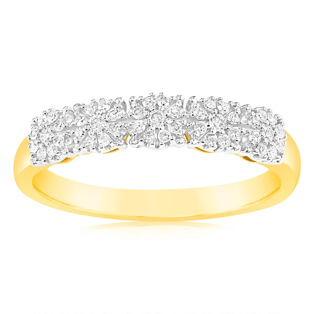 9ct Yellow Gold 1/6 Carat Diamond Ring with 45 Brilliant Cut Diamonds Shiels