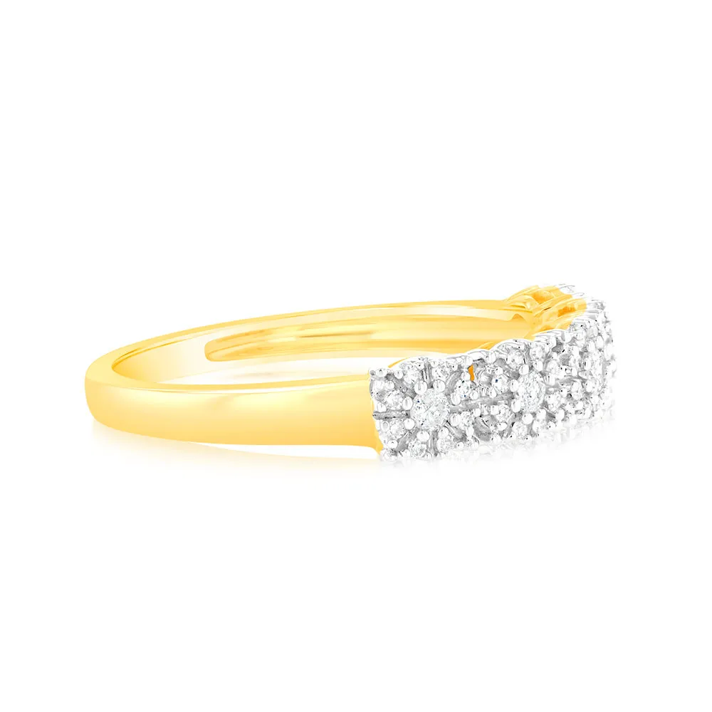 9ct Yellow Gold 1/6 Carat Diamond Ring with 45 Brilliant Cut Diamonds Shiels