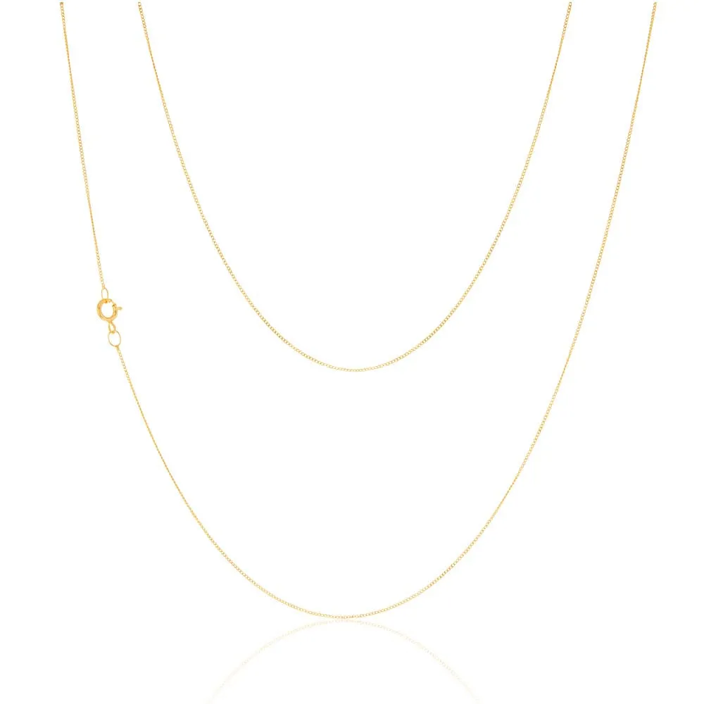 9ct Yellow Gold 18 Gauge Fine Curb 46cm Chain Shiels