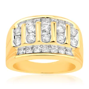 9ct Yellow Gold 2 Carat Diamond Gents Ring Shiels