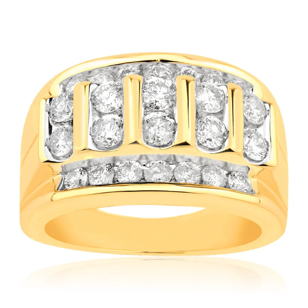 9ct Yellow Gold 2 Carat Diamond Gents Ring Shiels