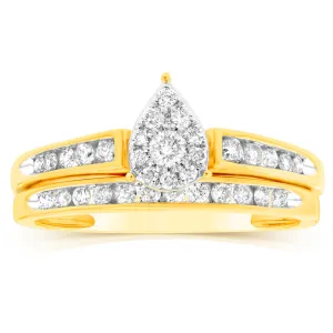 9ct Yellow Gold 2 Ring Bridal Set With 1/2 Carat of Brilliant Cut Diamonds Shiels