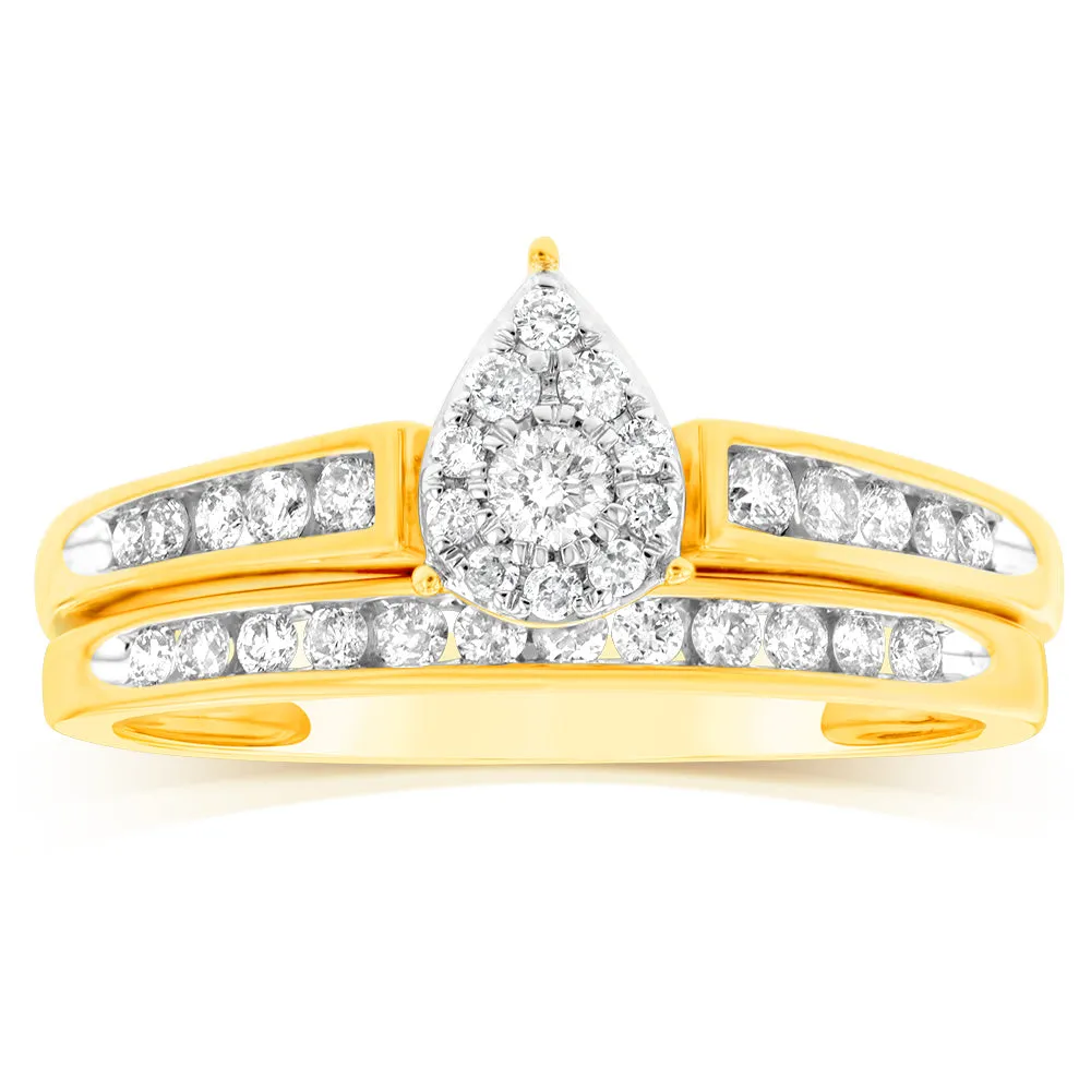 9ct Yellow Gold 2 Ring Bridal Set With 1/2 Carat of Brilliant Cut Diamonds Shiels