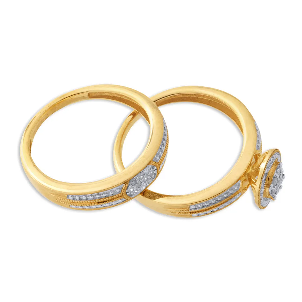 9ct Yellow Gold 2-Ring Diamond Bridal set with 17 Diamonds Shiels