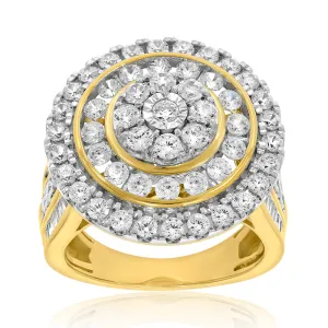 9ct Yellow Gold 3 Carat Diamond Ring with Brilliant and Tapered Baguette Diamonds Shiels
