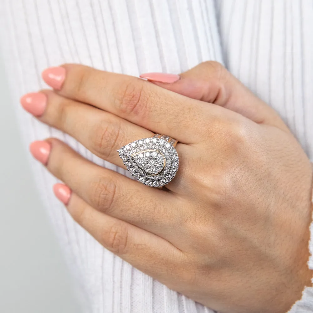 9ct Yellow Gold 3 Carat Diamond Ring with Brilliant Cut and Tapered Baguette Diamonds Shiels