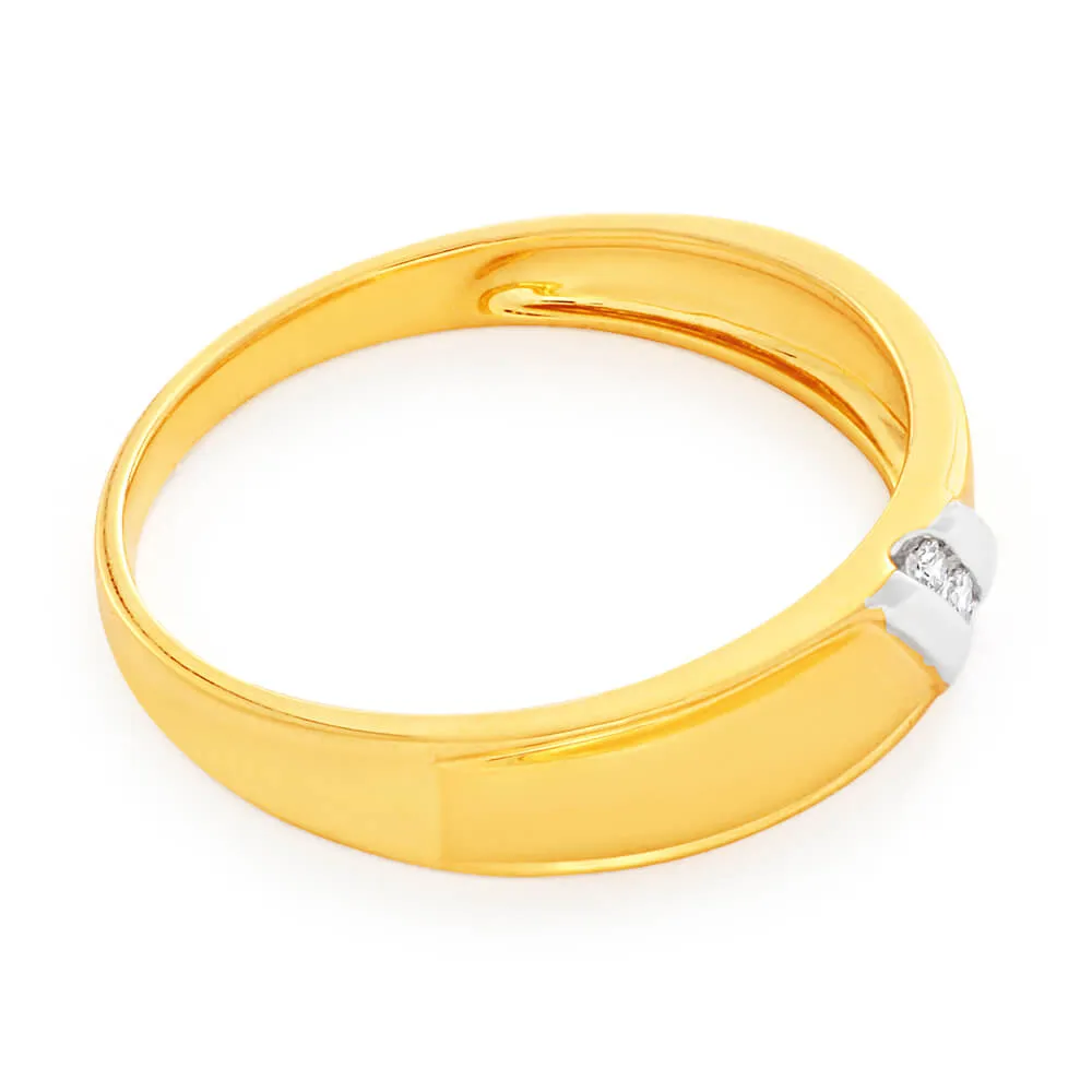 9ct Yellow Gold 3 Diamonds Gents Ring Shiels