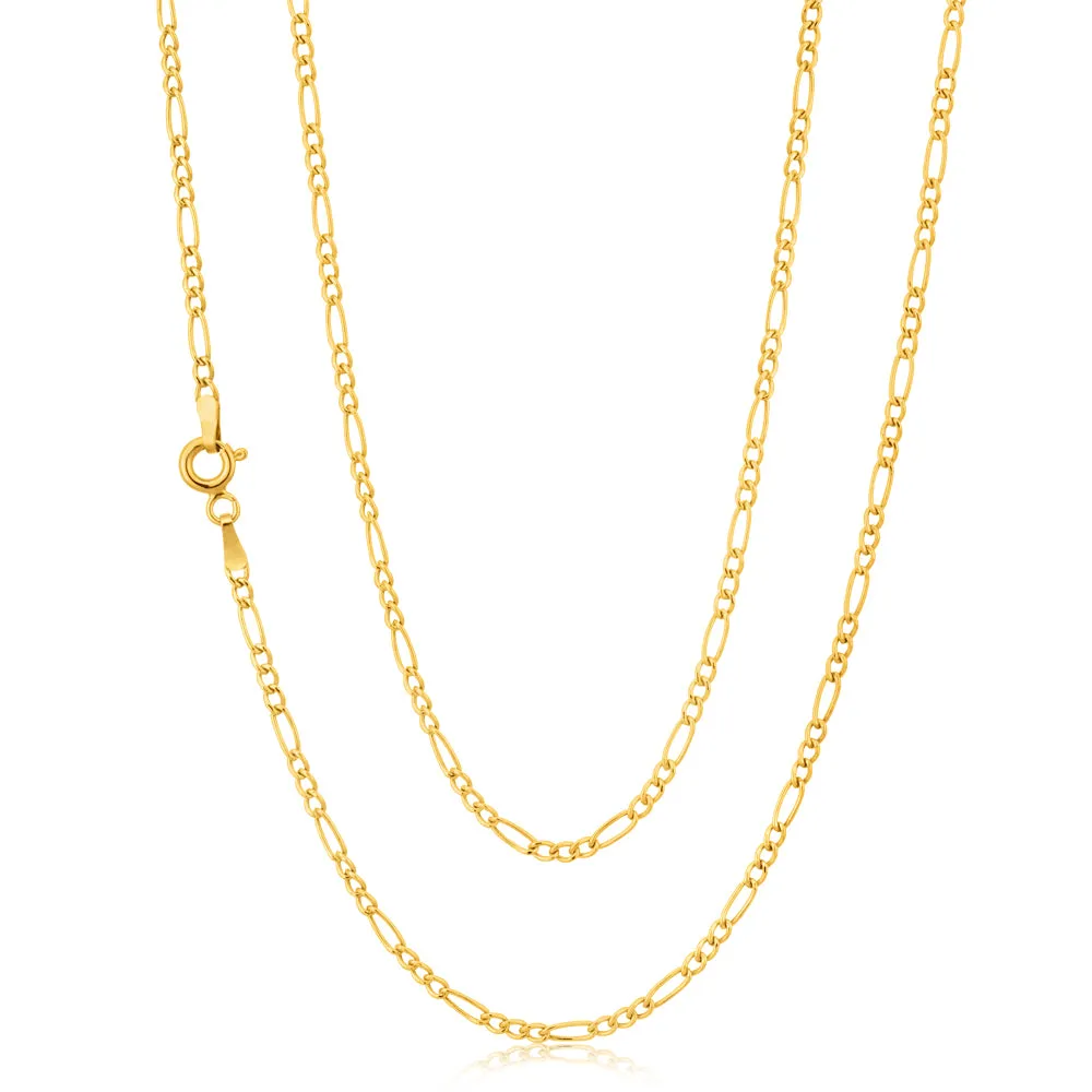 9ct Yellow Gold 3:1 Figaro 45cm Chain 50Gauge Shiels