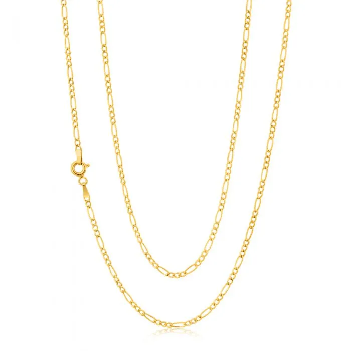 9ct Yellow Gold 3:1 Figaro 50cm Chain 50Gauge 9Y Shiels
