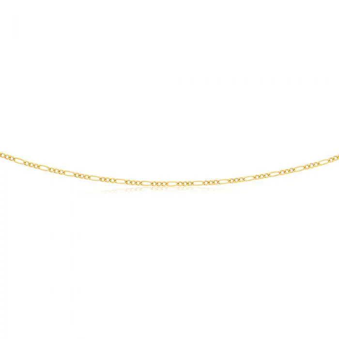 9ct Yellow Gold 3:1 Figaro 50cm Chain 50Gauge 9Y Shiels