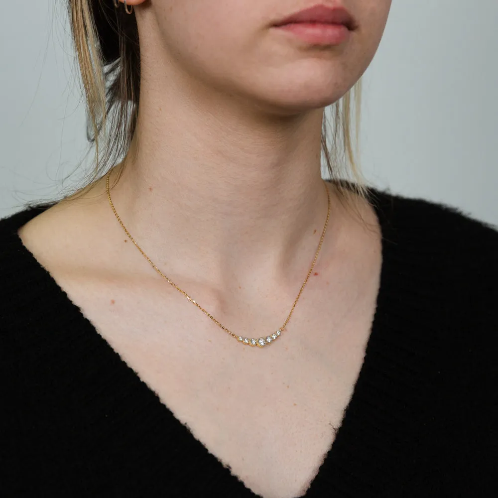 9ct Yellow Gold 43cm Zirconia Graduated Necklet Shiels
