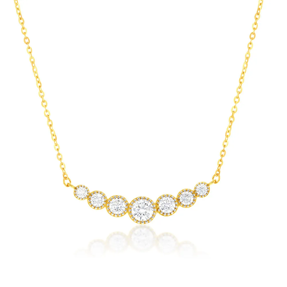 9ct Yellow Gold 43cm Zirconia Graduated Necklet Shiels