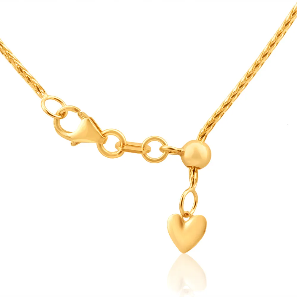 9ct Yellow Gold 50cm Wheat Chain 30 Gauge with Extender Shiels