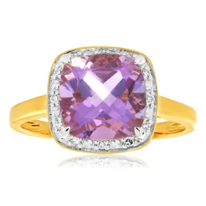 9ct Yellow Gold Amethyst Diamond Ring Shiels