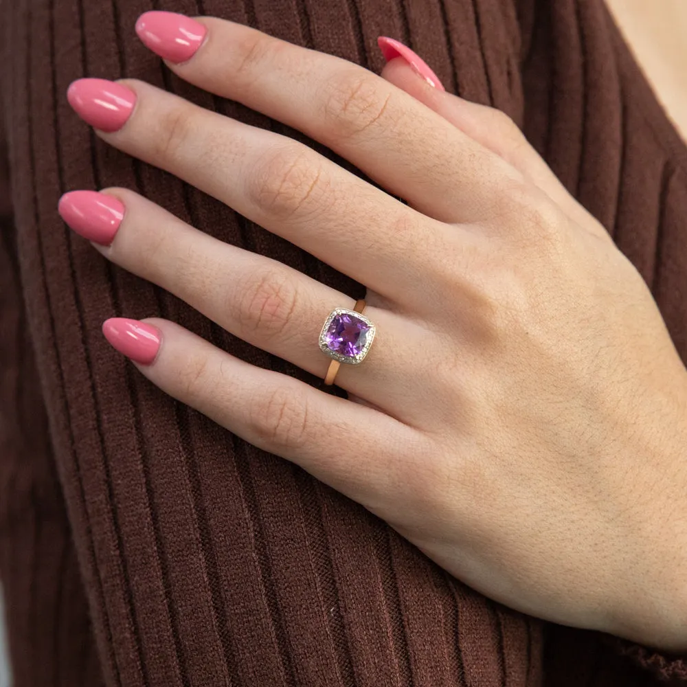 9ct Yellow Gold Amethyst Diamond Ring Shiels