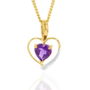 9ct Yellow Gold Amethyst Heart Pendant Shiels