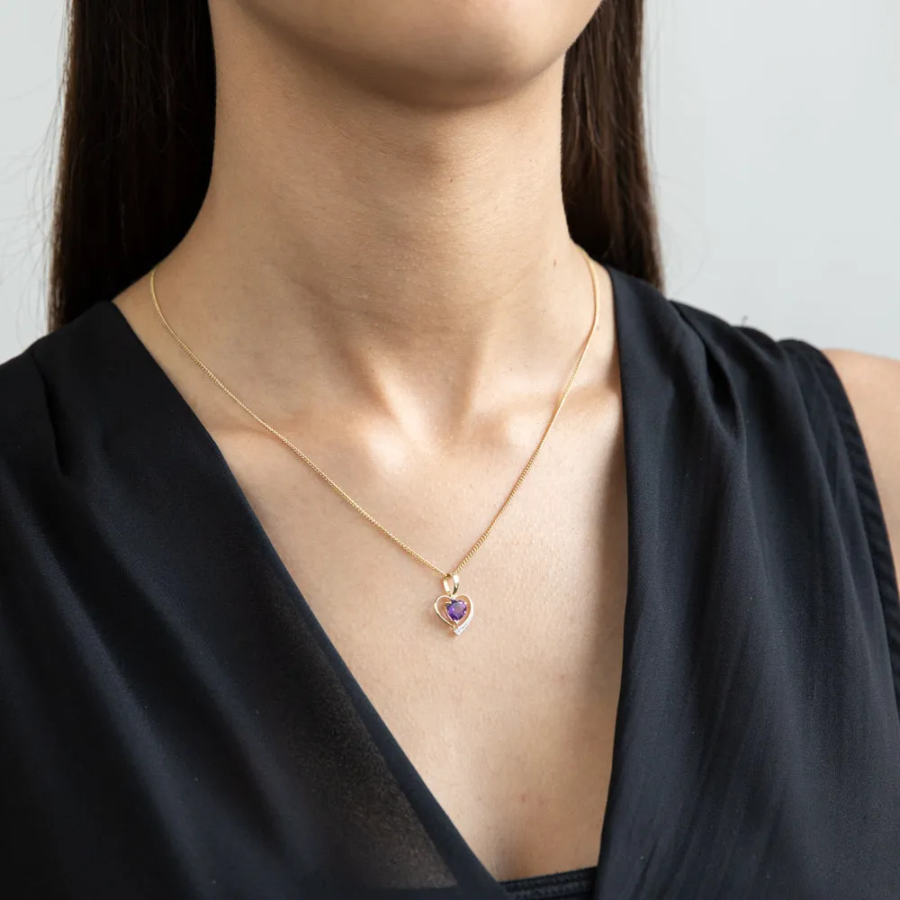 9ct Yellow Gold Amethyst Heart Pendant Shiels