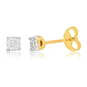 9ct Yellow Gold & White Gold Dazzling Diamond Stud Earrings Shiels