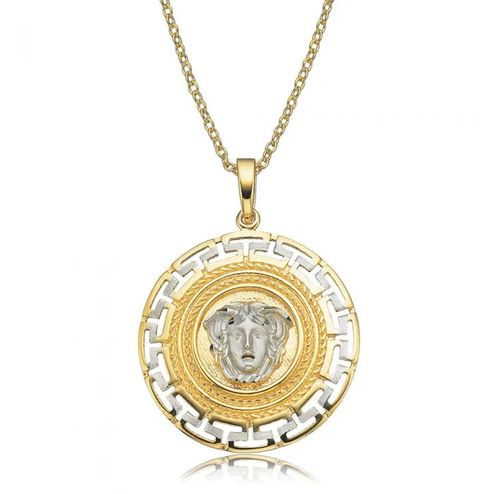 9ct Yellow Gold & White Gold Key of Life Medusa Pendant Shiels