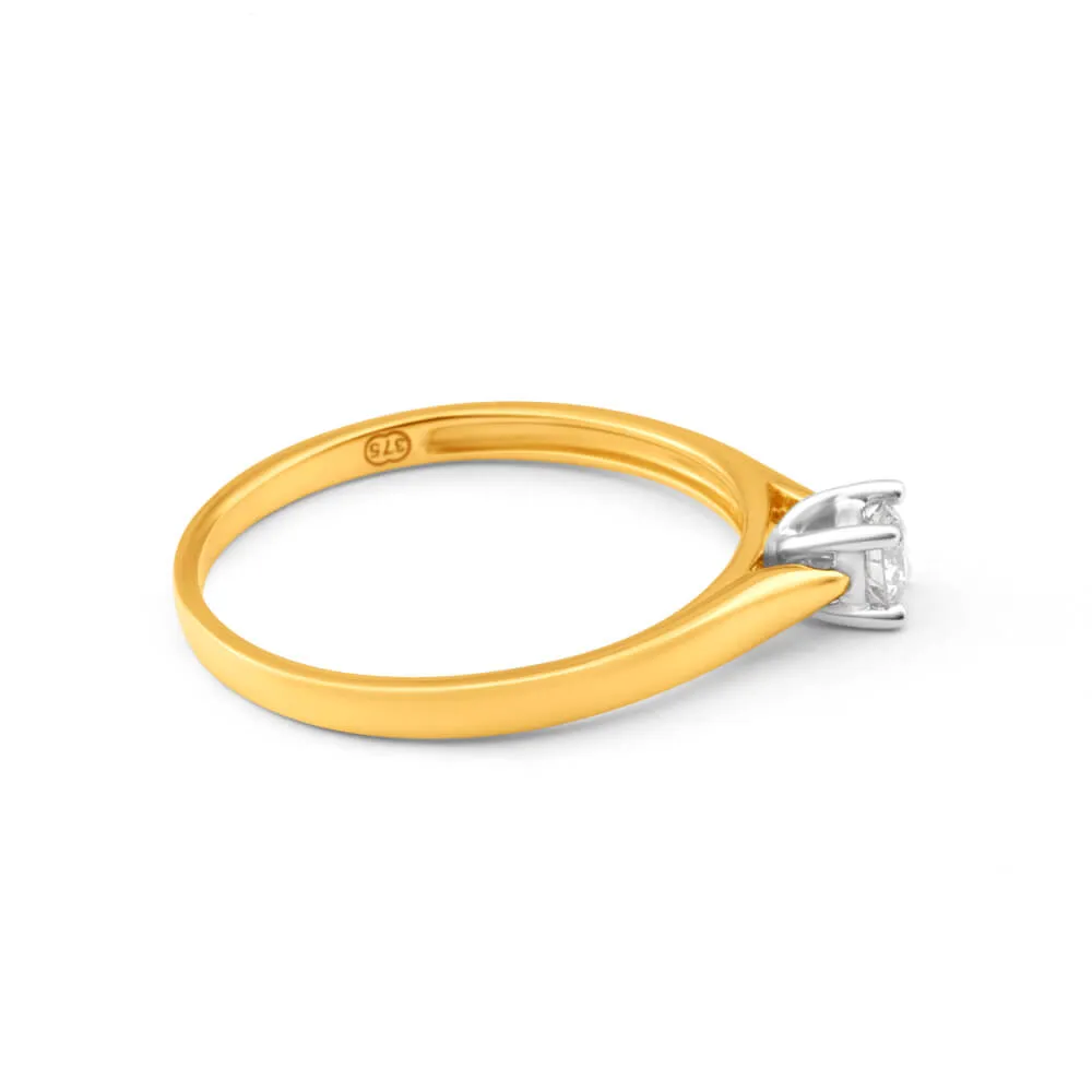 9ct Yellow Gold & White Gold Solitaire Ring With 0.2 Carat Diamond Shiels