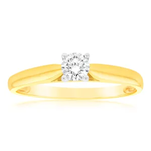 9ct Yellow Gold & White Gold Solitaire Ring With 0.2 Carat Diamond Shiels