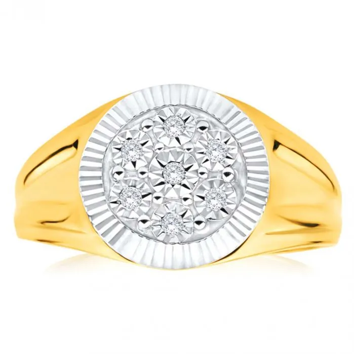 9ct Yellow Gold And Rhodium Gents Diamond Ring Shiels