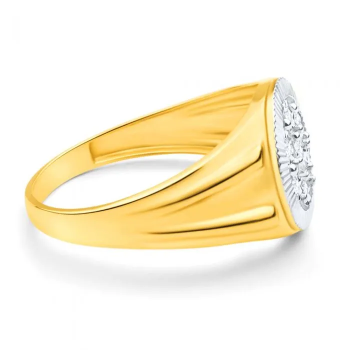 9ct Yellow Gold And Rhodium Gents Diamond Ring Shiels