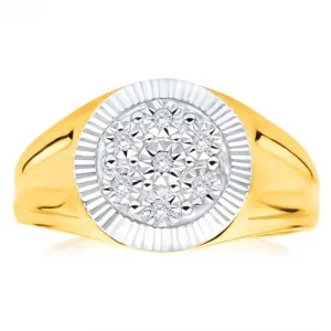 9ct Yellow Gold And Rhodium Gents Diamond Ring Shiels