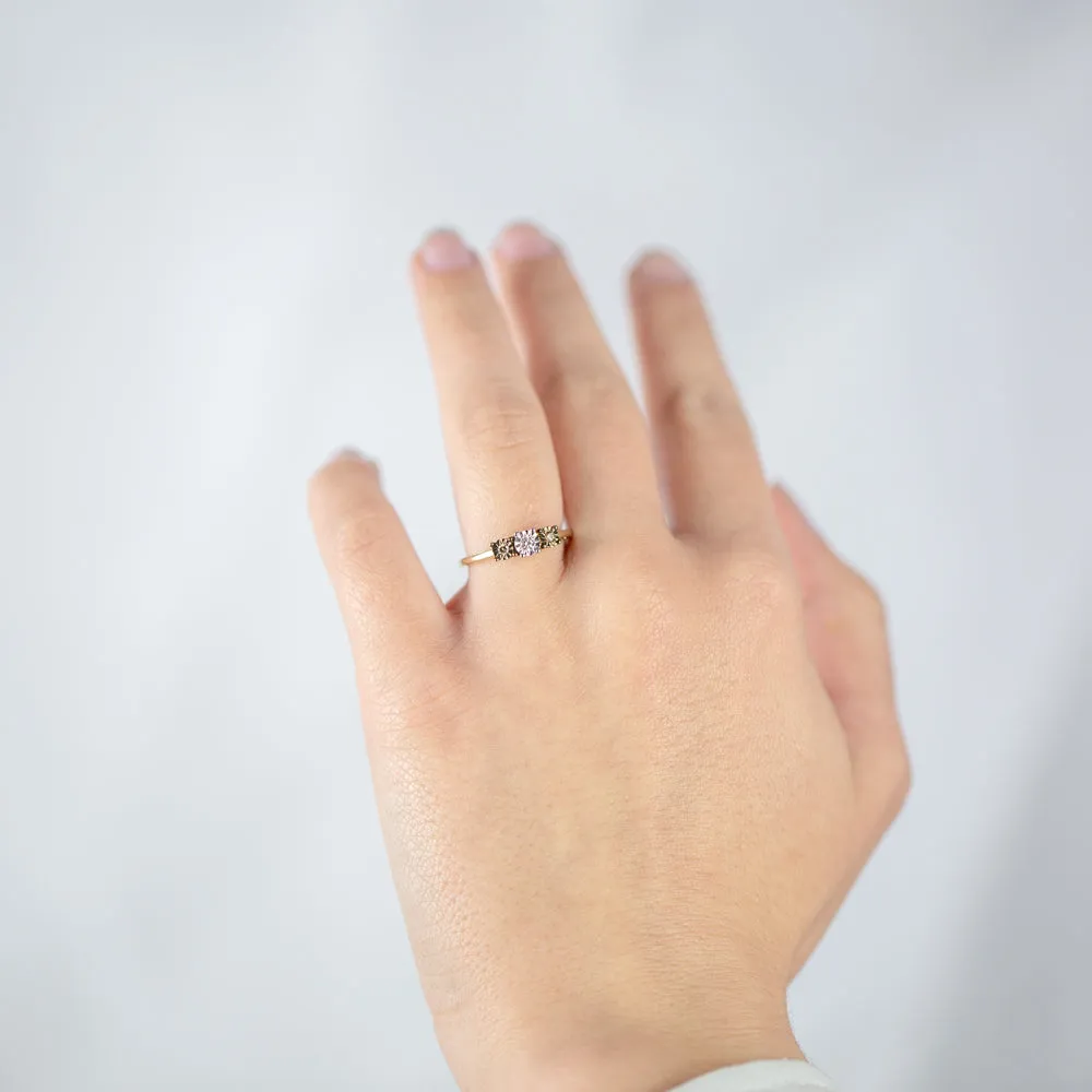 9ct Yellow Gold Australian Champagne Diamond Ring with 2 Brilliant White Diamonds Shiels