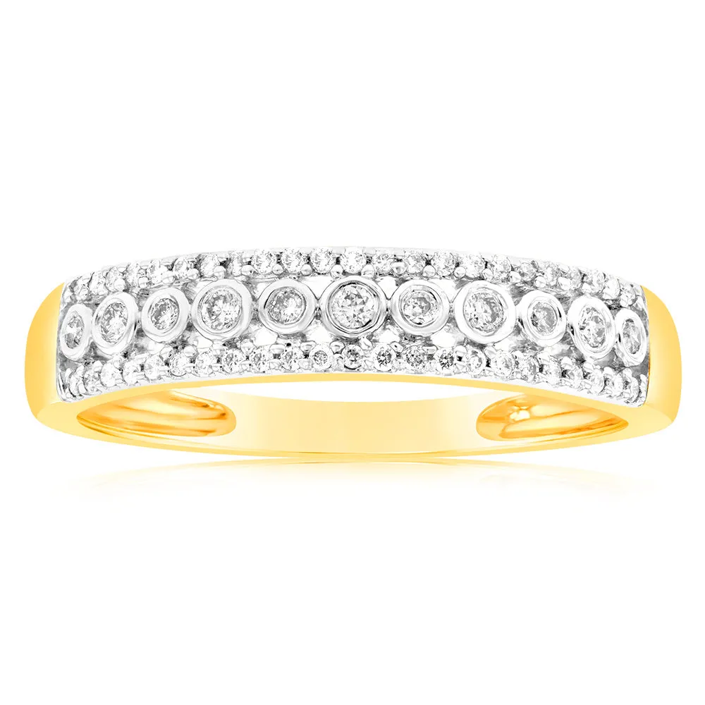 9ct Yellow Gold Bezel 1/5 Carat Diamond Dress Ring with Brilliant Diamonds Shiels