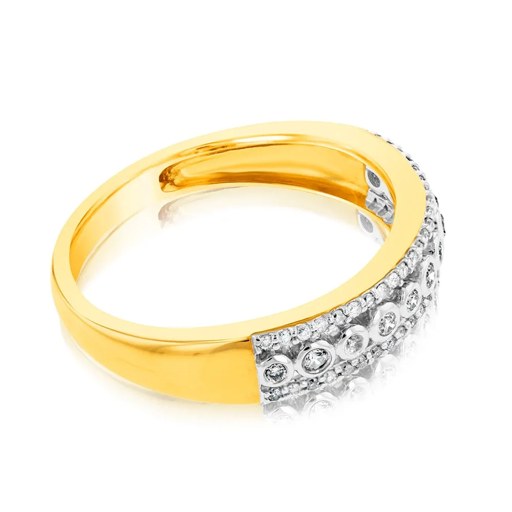 9ct Yellow Gold Bezel 1/5 Carat Diamond Dress Ring with Brilliant Diamonds Shiels