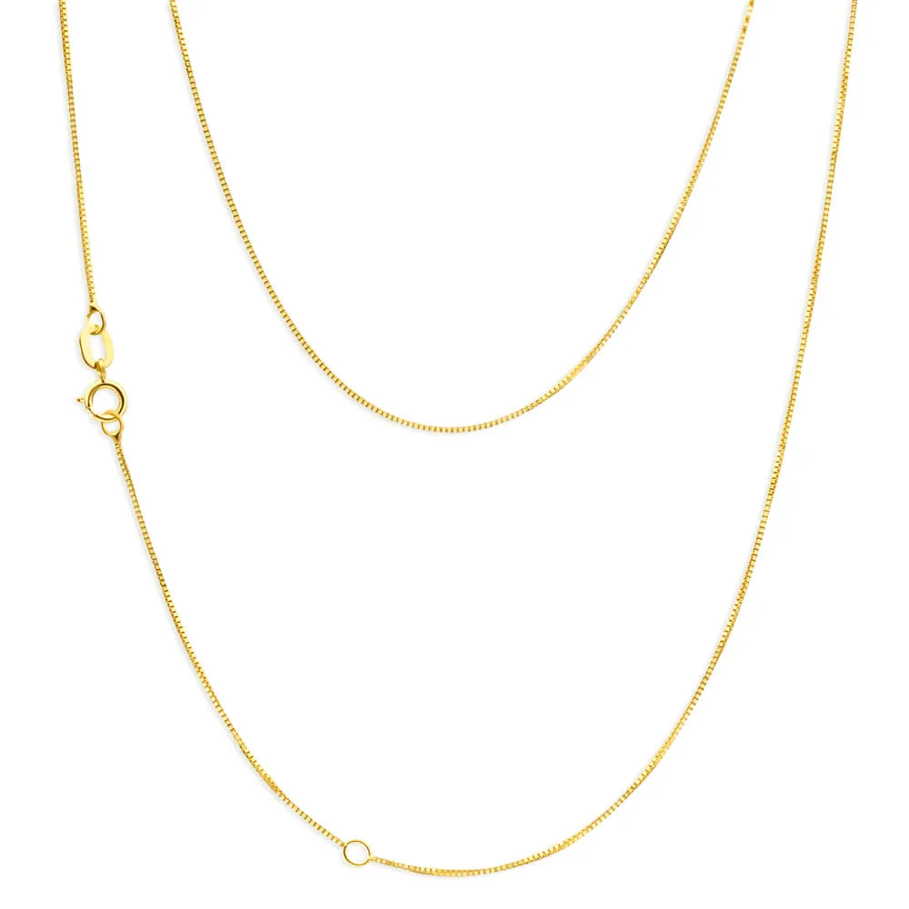 9ct Yellow Gold Box 45cm Chain with Extender Shiels