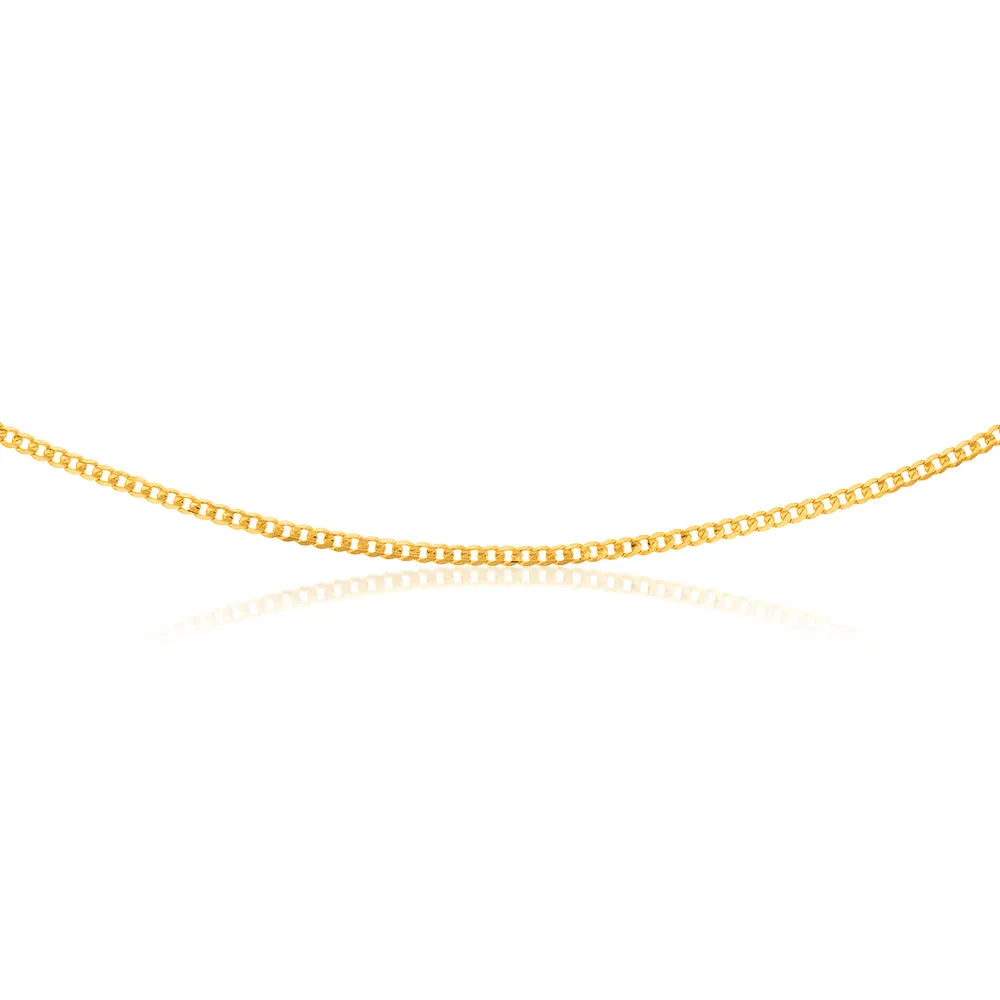 9ct Yellow Gold Concave Extra Flat 80 Gauge 3mm Curb 45cm Chain Shiels