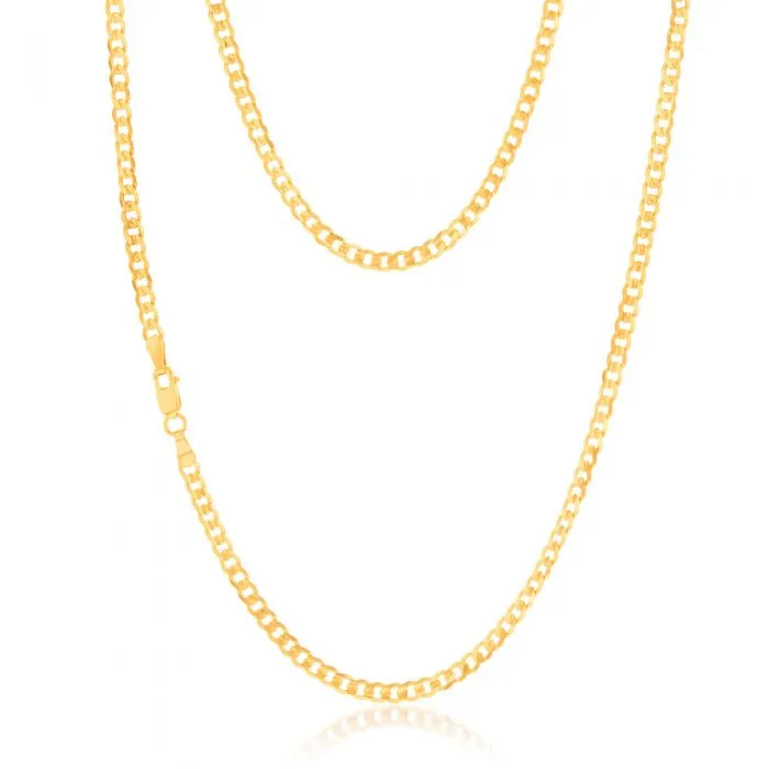 9ct Yellow Gold Concave Extra Flat 80 Gauge 3mm Curb 45cm Chain Shiels