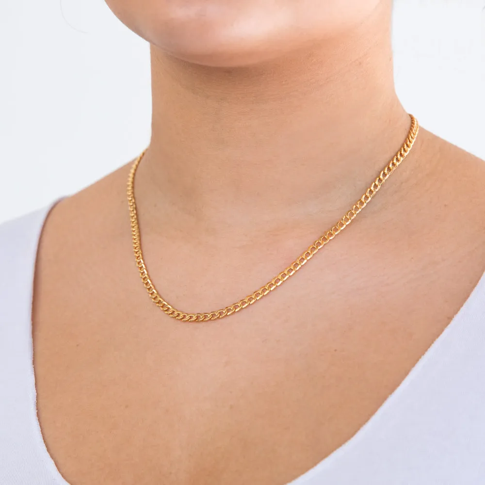 9ct Yellow Gold Copper Filled Curb 100 gauge Chain in 45cm Shiels