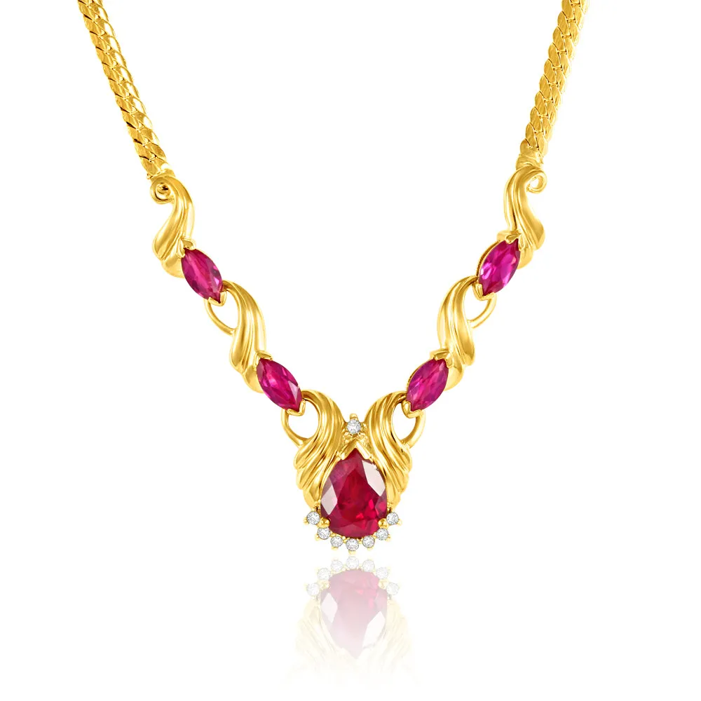9ct Yellow Gold Created Ruby   Diamond Chain Shiels